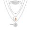 Fashion Silver Alloy Hollow Round Carved Shell Multilayer Necklace