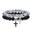 Fashion 2# Alloy White Pine Volcanic Beaded Cross Bracelet
