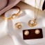 Fashion White Titanium Steel Pearl Round Pendant Necklace Earrings Ring Bracelet 5-piece Set