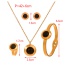 Fashion Black Titanium Steel Cat's Eye Round Pendant Necklace Earrings Ring Bracelet 5-piece Set
