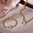Fashion Gold Titanium Steel Inlaid With Zirconium Round Pendant Thick Chain Necklace Earrings Ring Bracelet 5-piece Set