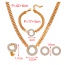 Fashion Gold Titanium Steel Inlaid With Zirconium Round Pendant Thick Chain Necklace Earrings Ring Bracelet 5-piece Set