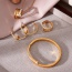 Fashion White Titanium Steel Inlaid With Zirconium Nails Pendant Necklace Earrings Ring Bracelet 5-piece Set