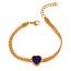 Fashion Navy Blue Titanium Steel Inlaid With Zirconium Love Pendant Thick Chain Necklace Earrings Ring Bracelet 5-piece Set