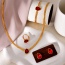 Fashion Red Titanium Steel Inlaid With Zirconium Water Drop Pendant Thick Chain Necklace Earrings Ring Bracelet 5-piece Set