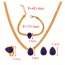 Fashion Navy Blue Titanium Steel Inlaid With Zirconium Water Drop Pendant Thick Chain Necklace Earrings Ring Bracelet 5-piece Set