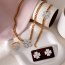 Fashion Gold Titanium Steel Inlaid With Zirconium Flower Pendant Necklace Earrings Ring Bracelet 5-piece Set