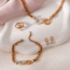 Fashion Gold Titanium Steel Inlaid With Zirconium Number 8 Pendant Necklace Earrings Ring Bracelet 5-piece Set