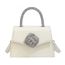 Fashion White Pu Diamond Flower Flap Crossbody Bag