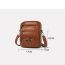 Fashion Brown Pu Zipper Large Capacity Crossbody Bag