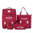 Fashion Red Oxford Cloth Large-capacity Backpack Pencil Case Shoulder Storage Bag Four-piece Set