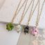 Fashion Green Stainless Steel Glass Flower Necklace