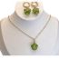 Fashion Green Stainless Steel Glass Flower Necklace