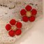 Fashion Red Resin Flower Earrings