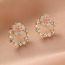 Fashion Gold Metal Diamond Pearl Flower Stud Earrings