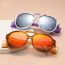 Fashion Tea Frame Orange Reflective C6 Pc Double Bridge Large Frame Sunglasses