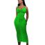 Fashion Green Polyester Knitted Hollow Suspender Long Skirt
