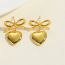 Fashion Two Color Hearts Copper Bow Love Earrings