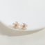Fashion Flower Pearl (gold) Copper Inlaid Zirconium Flower Pearl Stud Earrings