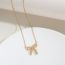 Fashion Double Ring Bow (gold) Copper Diamond Bow Necklace