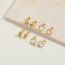 Fashion Love Gold-plated Copper Heart Stud Earrings With Diamonds