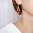 Fashion 18k Real Gold + Bright Red Metal Diamond Geometric Earrings