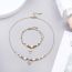 Fashion Suit Stainless Steel Diamond Cross Bracelet Necklace Set