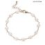 Fashion Real Gold Plating + Freshwater Pearls Stainless Steel Geometric Chain Pearl Bracelet