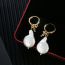 Fashion Real Gold Plating + Freshwater Pearls Copper Shaped Pearl Earrings