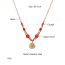 Fashion Red Agate Necklace Stainless Steel Geometric Onyx Beaded Necklace