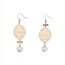 Fashion Gold Metal Textured Pearl Earrings