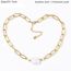 Fashion Stainless Steel Color + Freshwater Pearl Metal Pearl Chain Necklace