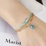Fashion Real Gold + Lake Blue Inside The Furnace Stainless Steel Eye Chain Bracelet