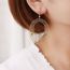 Fashion Rose Gold + Champagne Diamond Copper Oval Hollow Earrings