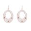 Fashion Gold+olive Green Diamond Copper Oval Hollow Earrings