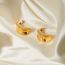 Fashion Gold Stainless Steel Concave And Convex C-shaped Earrings