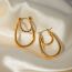 Fashion Gold Stainless Steel Diamond-encrusted Double-layer Curved Earrings