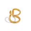 Fashion Gold Stainless Steel Line Double Layer Open Ring