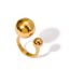 Fashion Gold Stainless Steel Large And Small Ball Open Ring
