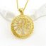 Fashion Oval Copper And Diamond Tree Of Life Geometric Necklace