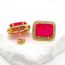 Fashion Rose Red Copper Diamond Square Stud Earrings