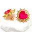 Fashion Rose Red Copper Diamond Love Earrings