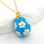 Fashion Sky Blue Copper Inlaid With Diamond Oil Drop Plum Blossom Drop-shaped Necklace