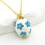 Fashion Sky Blue Copper Inlaid With Diamond Oil Drop Plum Blossom Drop-shaped Necklace