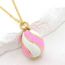 Fashion Yellow And White Lines Copper Dripping Oil Colored Egg Necklace