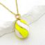 Fashion Pink And White Lines Copper Dripping Oil Colored Egg Necklace