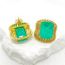 Fashion Emerald Copper Diamond Square Stud Earrings