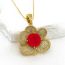 Fashion Rose Red Copper Inlaid Zirconium Flower Necklace