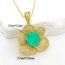Fashion Emerald Copper Inlaid Zirconium Flower Necklace