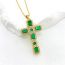 Fashion Green Copper Inlaid Zirconium Cross Necklace